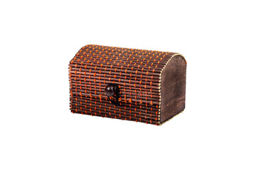 wooden box in the form of a sinduk
isolated from the background, on a white background