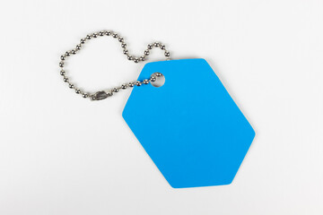 Blue color block with chain on a white background