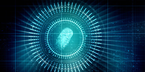 Fingerprint Scanning Technology Concept 2d Illustration
