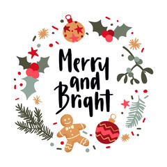 Christmas and New Year quote. Vector illustration for cards, leaflets or banners.