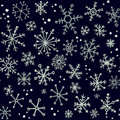 Seamless Christmas and New year pattern with snowflakes.