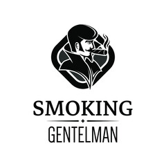 Logo of an elegant gentleman smoking a cigar