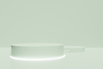 3d render of basil green podium on mint background