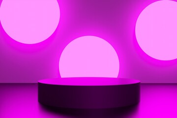 3d render of violet podium on purple background