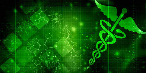 2d illustration caduceus medical symbol