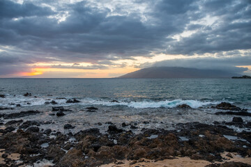 The overlooking view of the shore in Maui, Hawaii