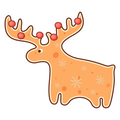 Cute merry christmas gingerbread. Vector stock illustration.