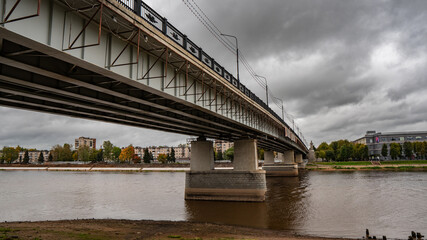 Novgorod. Fragment of the Alexander Nevsky bridge across the Volkhov river