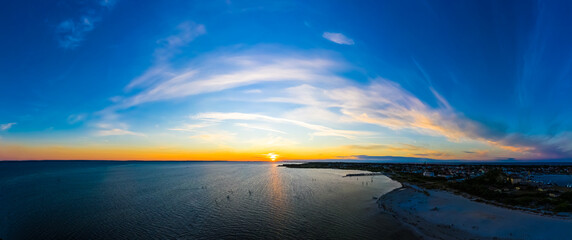 Beautiful Panorama color sky, sunset by the Baltic Sea, Jastarni