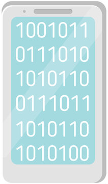 Smartphone blue with two-digit code on touchscreen, chatting sms, application for communications template isolated on white background. Mobile phone device for calls and conversations at distance