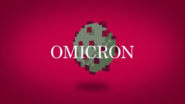 Pixel Omicron Corona Virus Particle Floating and Rotating