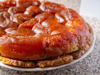 Tarte tatin. Traditional French upside-down tart