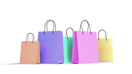 group of colorful shopping bag isolate on white background 3d rendering