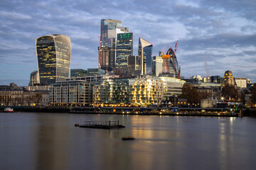 Fototapeta na wymiar London England skyline from the South Bank of the Thames