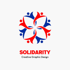 vector logo for solidarity or group. rotating person icon in the shape of a flower. flower shape creative abstract logo template