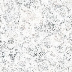 Fototapeta premium Seamless neutral and white grungy classic abstract surface pattern design for print. High quality illustration. Monochrome earth colored design with white pattern design overlay. Repeat graphic swatch
