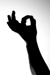 Silhouette of hand with ok