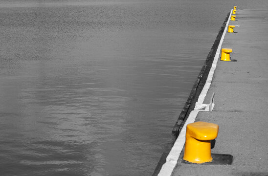Harbour and quey with mooring posts