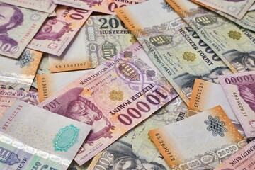 Obraz na płótnie Canvas Banknotes Background, Hungarian Forints