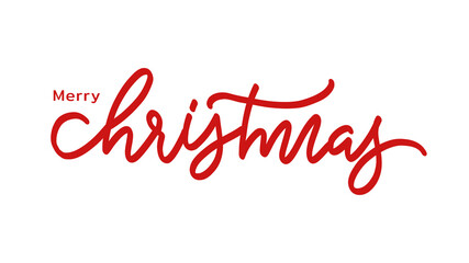 Merry Christmas handwritten calligraphy in Christmas holiday ,for content online or banner for your website and template, Simple cartoon flat style. illustration Vector EPS 10