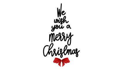 We with you a merry Christmas  text handwritten isolated on white background , Flat Modern design , illustration Vector EPS 10