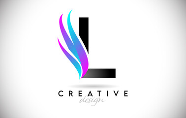 Letter L Logo with creative gradient swooshes. Creative elegant letter L with colorful vector Icon