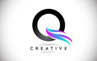 Fototapeta premium Letter Q Logo with creative gradient swooshes. Creative elegant letter Q with colorful vector Icon