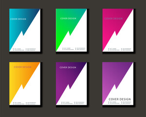 lightning style gradation annual report brochure design template, abstract flat background presentation brochure cover, layout in A4 size-gradation pattern