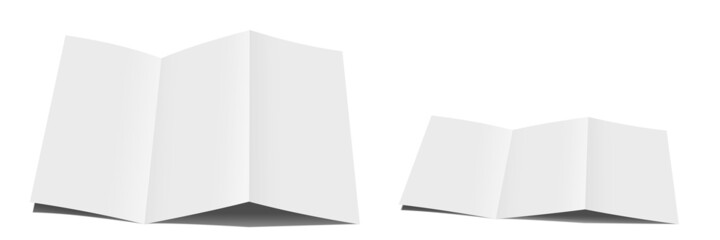 Leere Faltblätter vor weißem Hintergrund, 3d-Illustration