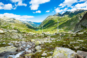 Fototapeta na wymiar Gotthardpass Windkraftanlage