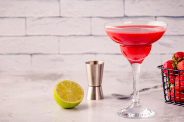 Cold summer strawberry cocktail