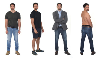 Obraz premium group of silhouette of the same man sitting various poses