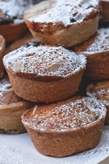 Piles of delicious festive mince pies on sale at Bath Christmas Market.