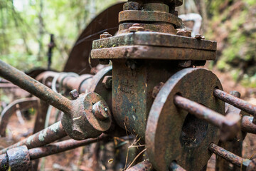 Mining relics at the historical mining trail of Main Range Track and Collins Drive Circuit, New Zealand