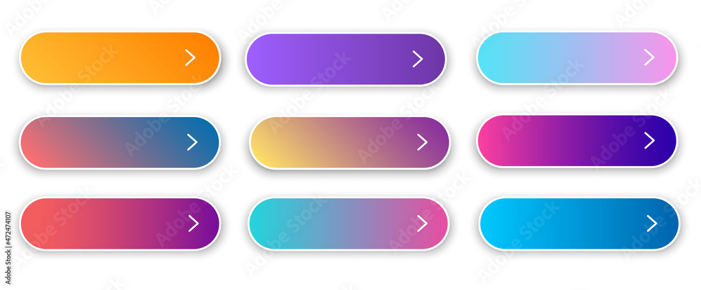 Poster web buttons flat design template with color gradient and thin line outline style. vector isolated re
