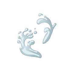 Cartoon Water Splash Isolated on White Background, Illustration, Water.