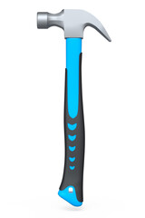 Black and blue hammer with a rubberized handle isolated on white background