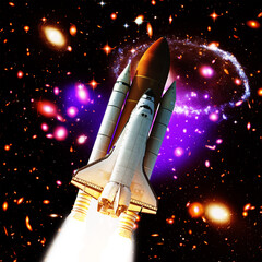 Space shuttle launches to stars. The elements of this image furnished by NASA.