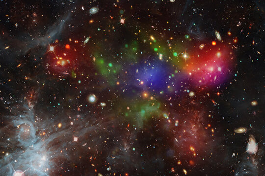 Planets and galaxies in a free space. The elements of this image furnished by NASA.