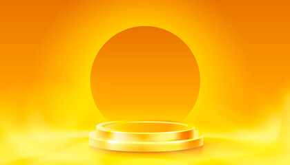 Room light studio, presentation scene illuminated, orange background. Vector