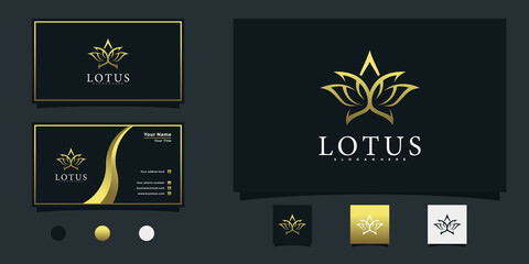 Fototapeta na wymiar Minimalist lotus flower logo design with modern golden gradients colour concept Premium vektor