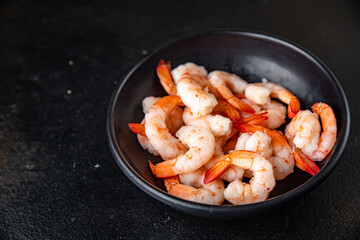 shrimp food boiled prawns seafood meal shrimps snack on the table copy space food background rustic