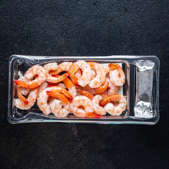 shrimp food boiled prawns seafood meal shrimps snack on the table copy space food background rustic