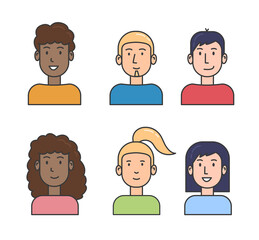 Profile male and female faces