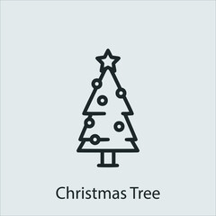Christmas tree  icon vector icon.Editable stroke.linear style sign for use web design and mobile apps,logo.Symbol illustration.Pixel vector graphics - Vector