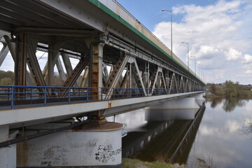 Most Pancera, kolejowy i drogowy, stalowy na Narwii w Modlinie, © spacetech
