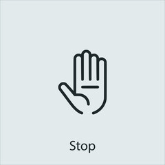 hand stop  icon vector icon.Editable stroke.linear style sign for use web design and mobile apps,logo.Symbol illustration.Pixel vector graphics - Vector