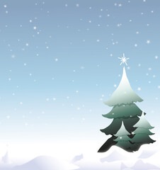 Décor ciel étoilé sapin et neige