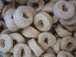 Oat cereals overhead view. Healthy eating concept
