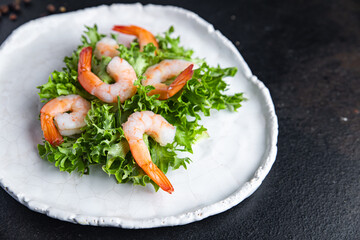 shrimp salad seafood snack sea delicacies diet meal on the table copy space food background rustic 